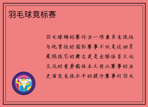 羽毛球竞标赛