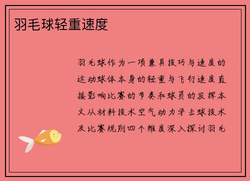 羽毛球轻重速度